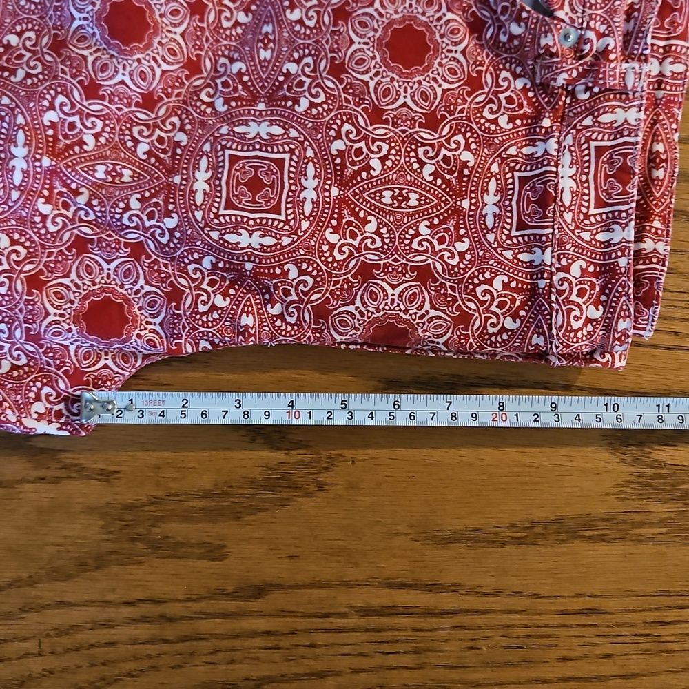 Westport Twill Shorts Red White Bandana Flat Front Casual Womens Plus 16W - Picture 7 of 8